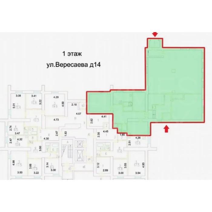 Вересаева улица, 14 - Аренда помещения свободного назначения: 230.00 кв.м.